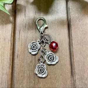 Rose Zipper Pull Charm / Purse Charm